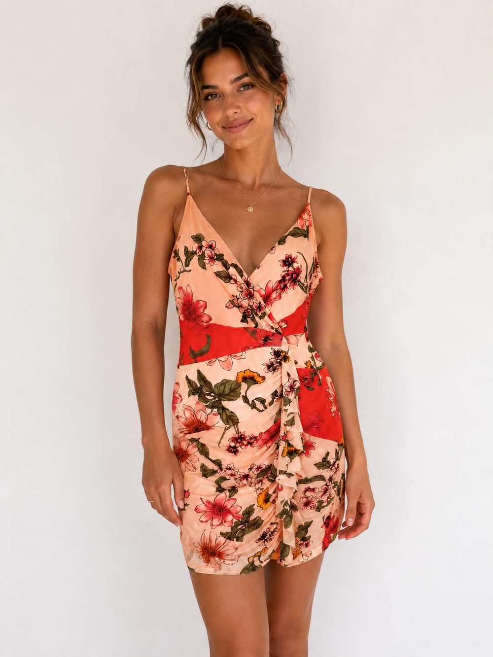 GUESS Los Angeles Floral Bodycon Mini Dress XS Cocktail Party Brunch Dress